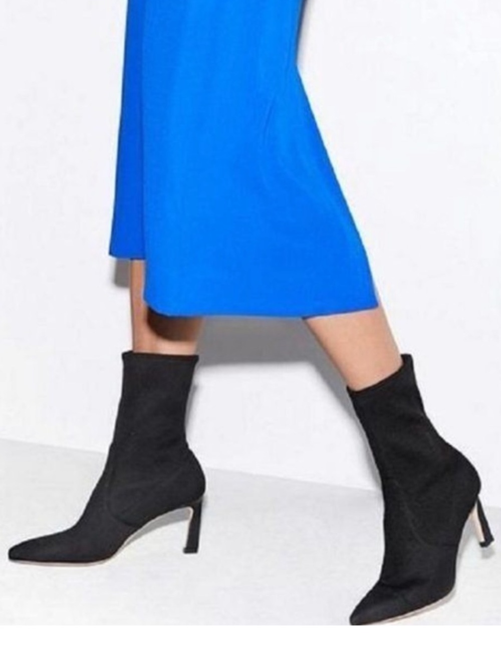 Stuart Weitzman Black suede Pointed-Toe Sock Booties 8.5